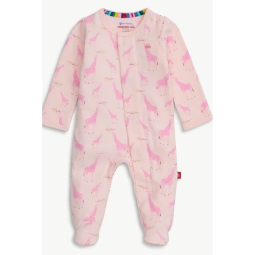 pink jolie giraffe organic cotton magnetic parent favorite footie – Magnetic Me