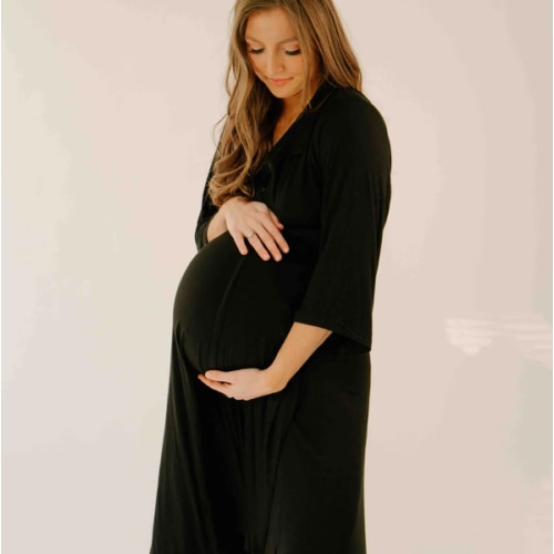 Lila Labor & Postpartum Gown in Black