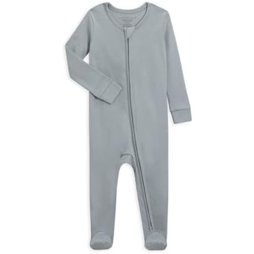 Colored Organics Baby Zip-Up Footed Sleeper with 2-Way Zipper - Newborn Organic Cotton Pajamas
