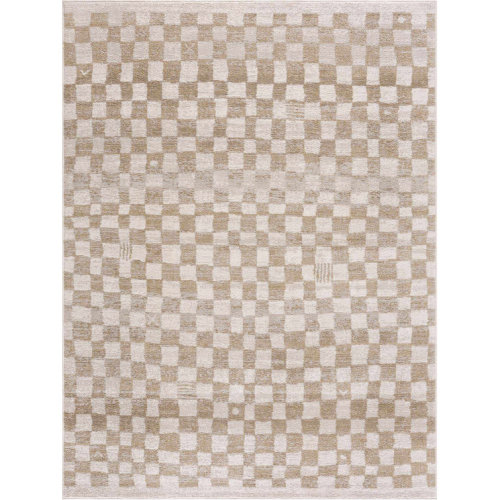 Briawood Checkered Beige Area Rug
