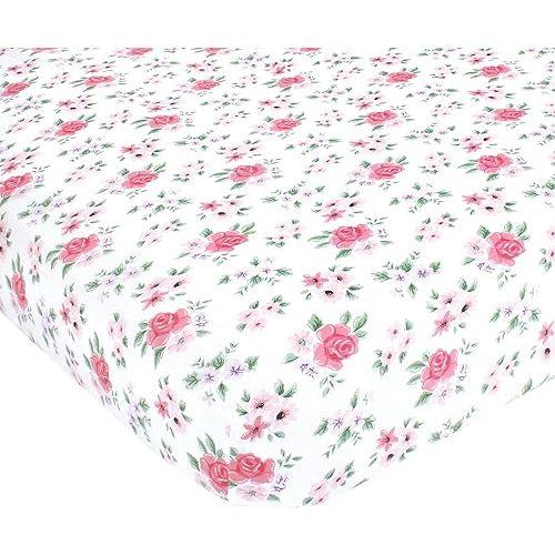 Hudson Baby Unisex Baby Cotton Fitted Crib Sheet, Vintage Floral, One Size