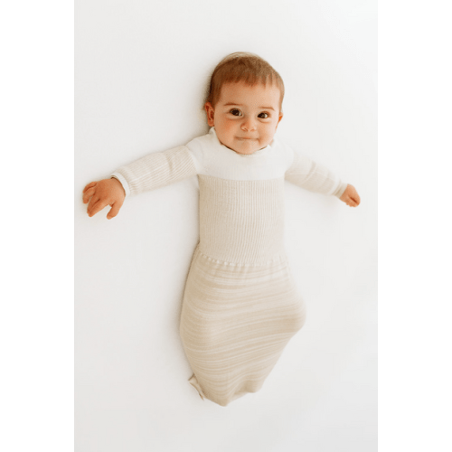 Bamboo Blend Beige Arms Out™ Long Sleeve Sleep Sack – Swaddelini