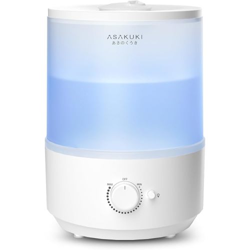 ASAKUKI Humidifiers for Bedroom, 3L Top Fill Cool Mist Humidifiers for Baby Nursery & Plants, 3-IN-1 Quiet Air Humidifier, Oil Diffuser & Night Light for Large Room Home, Auto Shut-off, BPA-Free, 30H