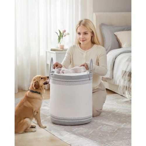 Laundry Hamper, 18.9 Gal. Laundry Basket, Laundry Bag With Lid, With Handles, Drawstring, For Clothing, Blankets, 16.1 X 16.1 X 18.1 Inches, Dove Gray