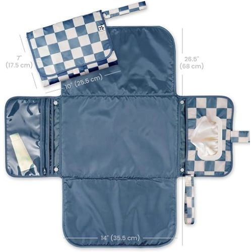 Tiny Twinkle Portable Diaper Changing Pad (Blue Checkers)