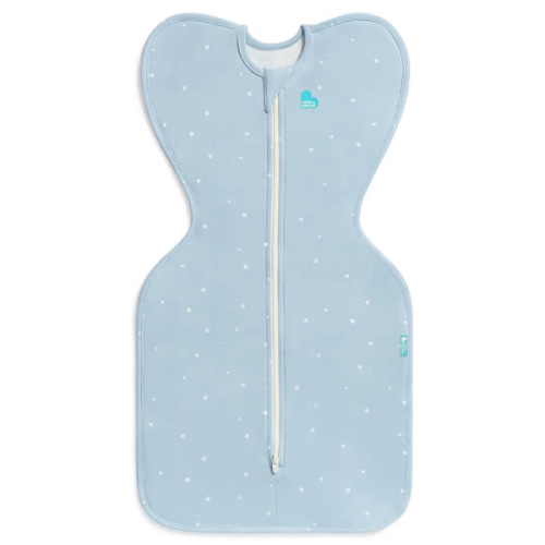 Love to Dream Swaddle Up Original, Arms Up Position, Light and Ultra Breathable Cotton - Wearable Blanket - 1.0 TOG - (20-24°C) Ideal for Moderate Temps (Twinkle Powder Blue, Newborn, 2.2–3.8kg)