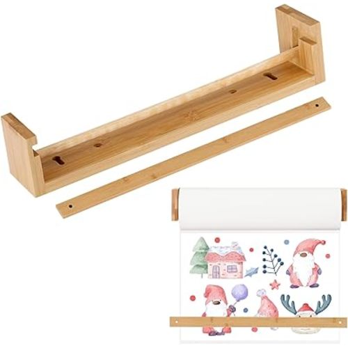 12” Kraft Paper Roll Dispenser Easel Paper Roll Holder Wall Mount Kraft Paper Roll Holder Wooden Paper Roll Dispenser for Kitchen DIY Room Office School Business Grocery (ONLY Holder, 12 INCH)