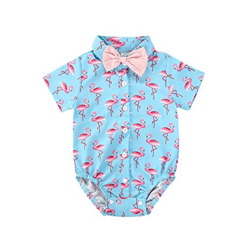 Bagilaanoe Infant Baby Boys Dress Shirt Bodysuit Formal Short Sleeve Rompers One Piece Outfits Gentlemen Clothes 3-24M