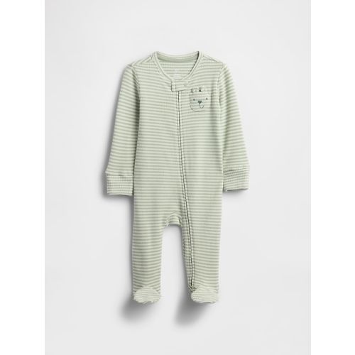 Baby Softspun Waffle Bear Pocket Footed One-Piece | Gap