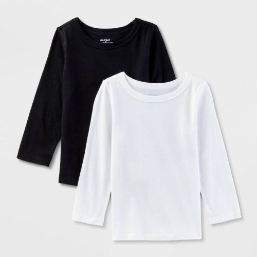 Toddler Adaptive 2pk Long Sleeve T-Shirt - Cat & Jack™ White/Black 3T: Sensory Friendly,
