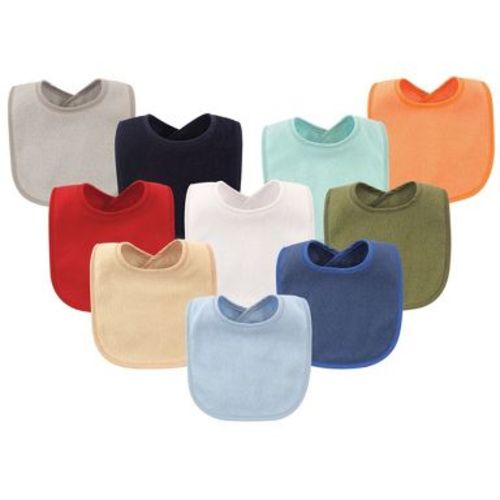Hudson Baby Infant Boy Drooler Bib with Waterproof Lining 10pk, Blue, One Size