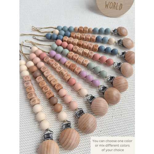 Personalized Pacifier Clip,Custom Newborn Soother Holder|Baby shower Gift|Gender Neutral Baby Gift|Custom Boho Binky Clip|Baby Easter Gift