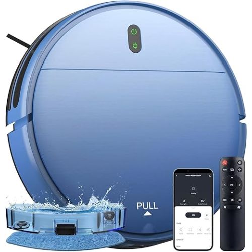 ZCWA Robot Vacuum and Mop, 2 in 1 Robot Vacuum Self-Charging Robot Vacuum Cleaner Compatible with WiFi/APP, Ideal for Hard Floor, Carpet and Pet Hair