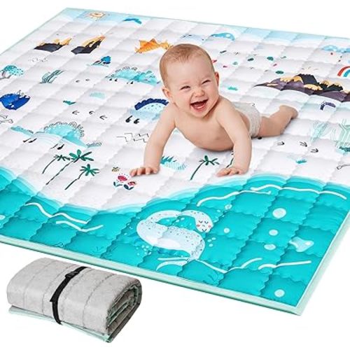 Baby Play Mat 50"x50",Foldable Kids Play Mat for Playpen Washable Crawling Baby Play Mats for Floor Soft Polyester Baby Mat Non Slip Cushioned Playmats for Babies Toddler Infants Tummy Time