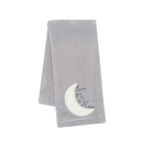 Goodnight Moon Gray Appliqued and Embroidered Fleece Baby Blanket