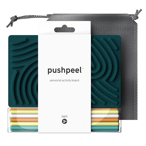 Pushpeel Sensory Activity Board: Silicone Fidget Toy for Calming, Stress, Anxiety, ADHD & Autism | Silent, No Mess | Kids 3+ & Adults | Includes Portable Travel Bag & 11 Strings