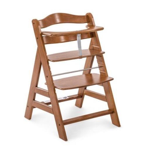 hauck Alpha+ Grow Along Solid Beechwood Booster High Chair with Adjustable Seat, 5 Point Safety Harness, & Bumper Bar for Infants & Toddlers, Walnut
