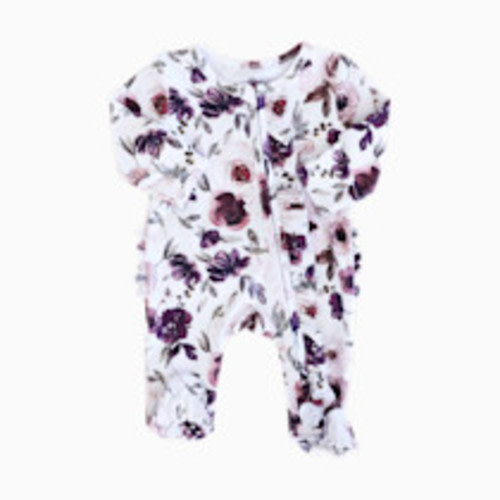 Caden Lane Ruffle Zipper Footie - Demi's Dusty Purple Floral, Newborn