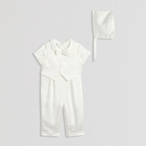 Mia & Mimi Christening Baby Boys 3-pc. Short Sleeve Romper