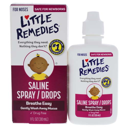 Little Remedies Saline Spray and Drops, Safe for Newborns, Gently Wash Away Mucus from Cold, 1 fl oz HSA/FSA Eligible
