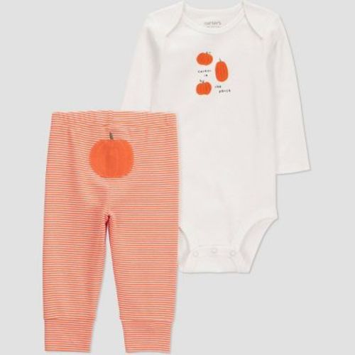 Carter's Just One You® Baby 2pc Pumpkin Top & Bottom Set - White 6M