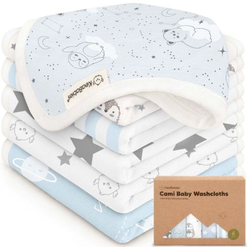 6-Pack Cami Baby Washcloths for Newborn, Organic Cotton Face Wash Cloths for Babies, Soft & Absorbent Baby Bath Towels (Vessels)
