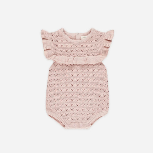 Pointelle Ruffle Romper || Bubblegum