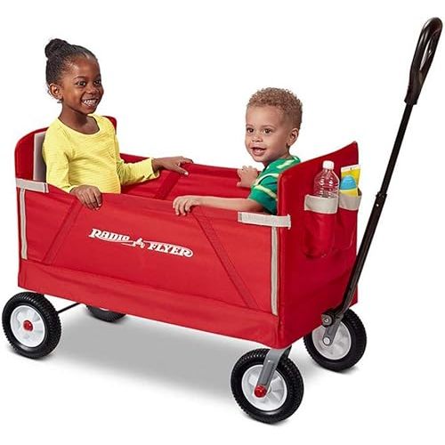 Radio Flyer Stroller Wagon for Kids and Cargo, All-Terrain Wagon with Rubber Tires, Red