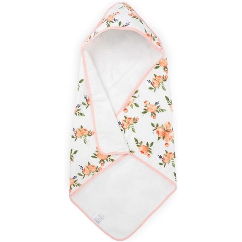Little Unicorn Premium Infant Hooded Bath Towel| Soft & Absorbent Cotton & Terry Fabric for Newborns (Watercolor Roses)