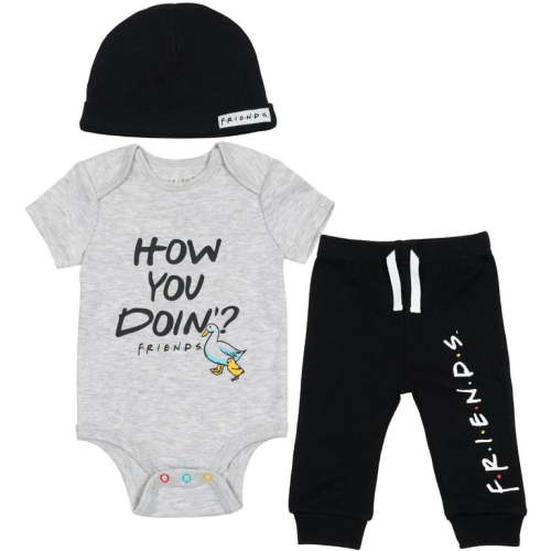 FRIENDS Newborn Baby Boys Bodysuit Pants and Hat 3 Piece Outfit Set Newborn to Infant