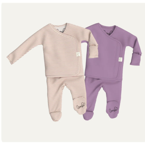 Baby Bundle Footie - Berry Twist + Fig Twin Pack – Bonsie Skin to Skin Babywear
