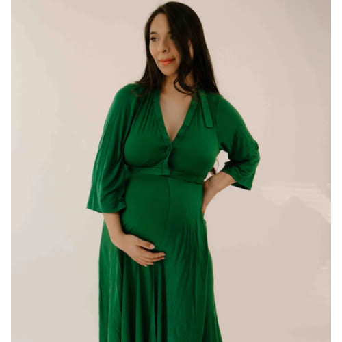 Lila Labor & Postpartum Gown in Emerald