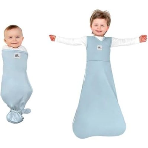 The Ollie Swaddle® & Alphie Sleep Pouch® Baby Sleep Bundle – 3-Way Adjustable Newborn Swaddle Blanket and Wearable Sleep Sack | Moisture-Wicking, Buttery-Soft Fabric | Newborn to 14 Months (Sky)