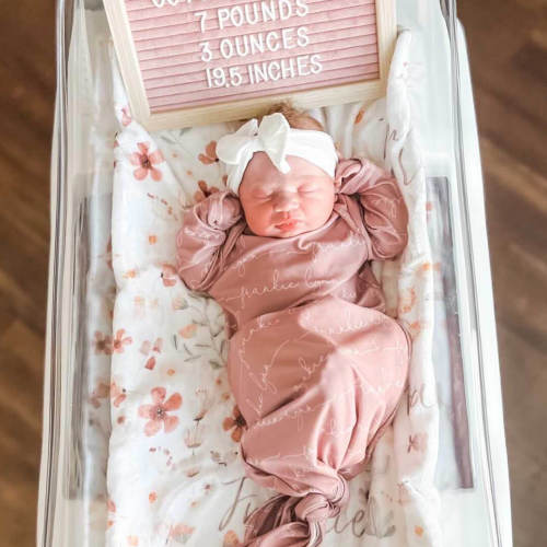 Solid Mauve Personalized Newborn Baby Knot Gown