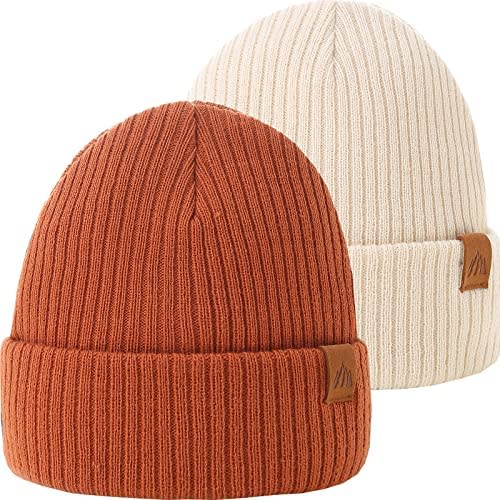 Moon Kitty 2PCS Baby Beanie Soft Toddler Beanie Warm Knitted Infant Winter Hats for Baby Boys