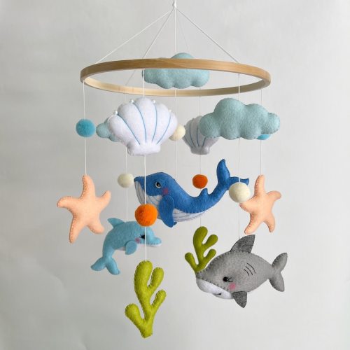 Ocean baby mobile Ocean nursery mobile Sea creatures mobile Crib mobile Felt mobile Mobile nursery Gift for baby Birthday gift Unique gift