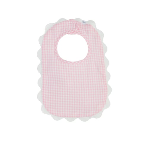 Pink Gingham Scallop Bib | Mud Pie