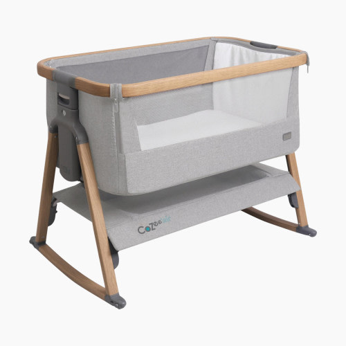 Tutti Bambini CoZee Air Bedside Crib - Oak/Sterling Silver