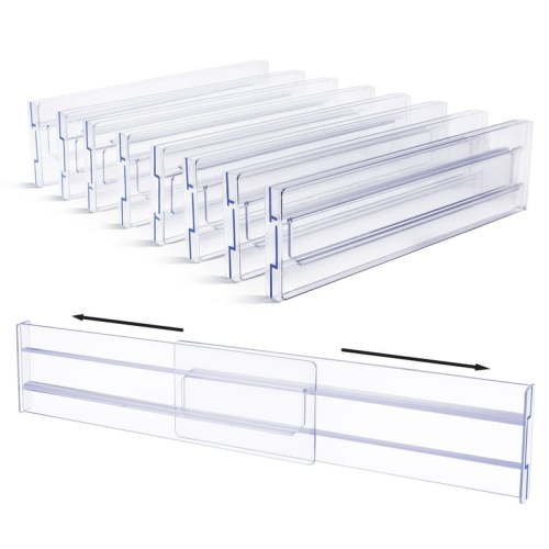 "Vtopmart Expandable Drawer Dividers, Adjustable Plastic Separators for Clothes & Kitchen Utensils, 12.2""-21.8"", Set of 8"