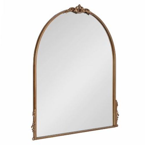 Kate & Laurel All Things Decor 32"x30" Myrcelle Decorative Framed Wall Mirror Gold: Arched, Vintage Design, No Assembly Required