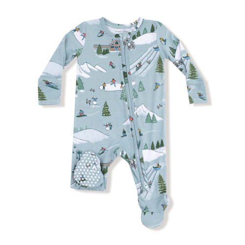 2-Way Zip Footie, Winter Fun Skiers
