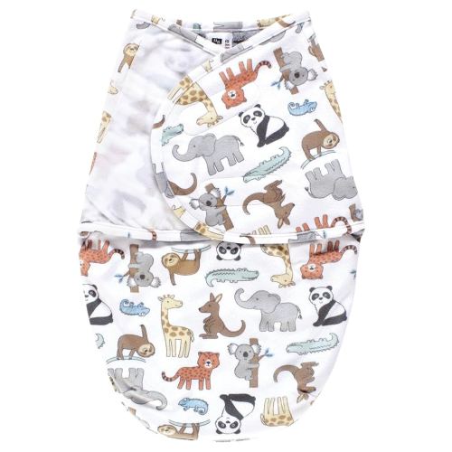 Hudson Baby Unisex Baby Plush Faux Fur Swaddle Wrap, Zoo Animals, 0-3 Months