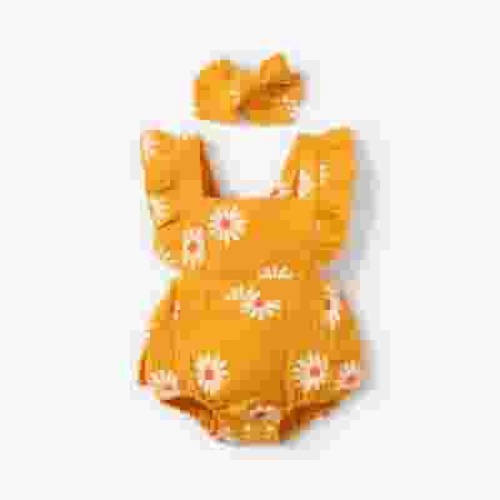 PatPat Newborn Baby Girl Clothes 100% Cotton Baby Romper Sleeveless Short Jumpsuit Summer Clothes Outfit Set, 6-9 Months