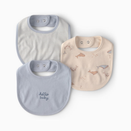 Carter's Bibs (3 Pack) - Blue/Ivory Whale, Osz