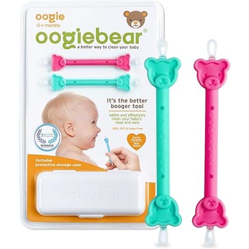 Amazon.com: oogiebear - Nose and Ear Gadget. Safe, Easy Nasal Booger and Ear Cleaner for Newborns and Infants. Dual Earwax and Snot Remover - 2 Pack with case - Raspberry and Seafoam : Baby
