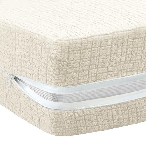 FantasDecor Queen Futon Mattress Cover for Traditional Japanese Futon Mattress, Floor Mattress Cover with Zipper Sofa Bed Protector Machine Washable, Queen Size, Ivory