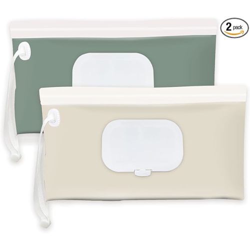 Baby wipes dispenser，portable baby wipes holder for outdoor, Refillable baby wipes container, on the go wet wipe pouch for travel, resuable wipes dispenser for hiking (green)