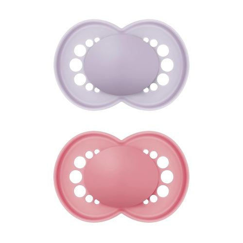 MAM Original Matte Baby Pacifier, Nipple Shape Helps Promote Healthy Oral Development, Sterilizer Case, Girl,6-16 Months(Pack of 2)
