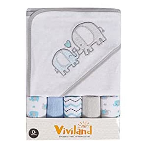 Amazon.com : Viviland 6-Piece Bath Towel Set, 5 washcloths Baby Gift for Newborn Infants, 1 Baby Hooded Towels for Boys & Girls, Ultra Soft Absorbent Bath & face Towel (Elephant) : Baby