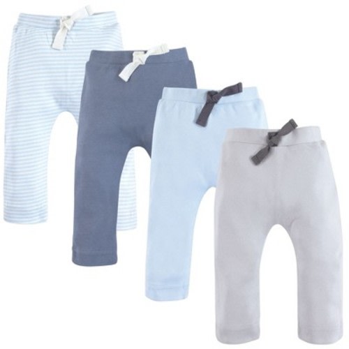 Touched by Nature Basics Infant Baby Organic Cotton Pants 4-Pack, Sky Stone Mix, 0-3 Months